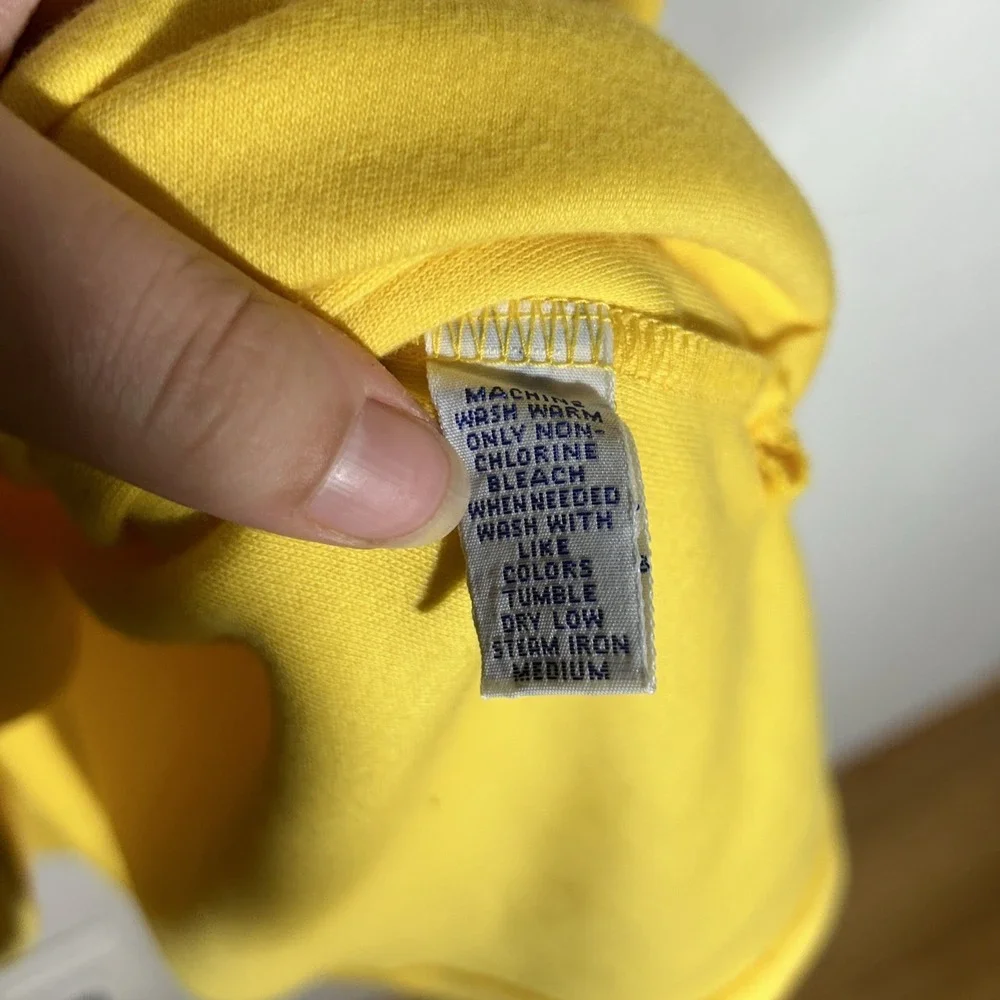 Polo By Ralph Lauren 100% Cotton Polo Shirt Size Large Yellow With Blue Pony - Picture 6 of 7